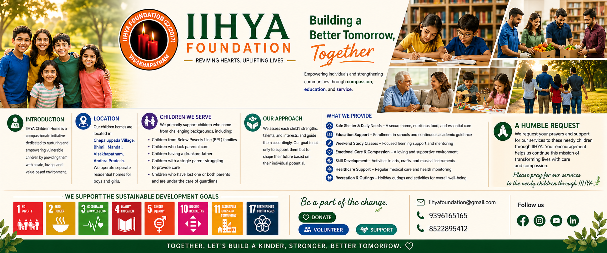 IIHYA Foundation children home information banner